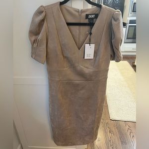 DKNY Tan faux suede dress